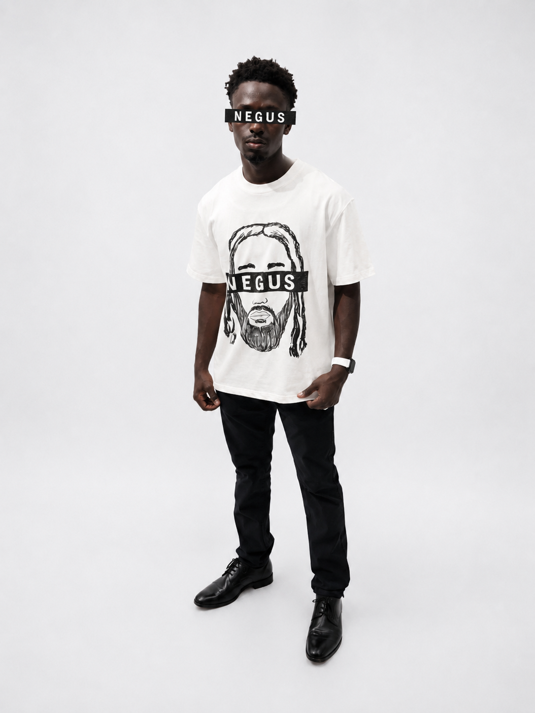 NEGUS Black on White T-Shirt